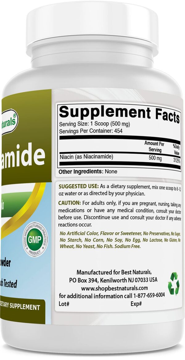 Best Naturals niacinamida polvo puro sin gluten