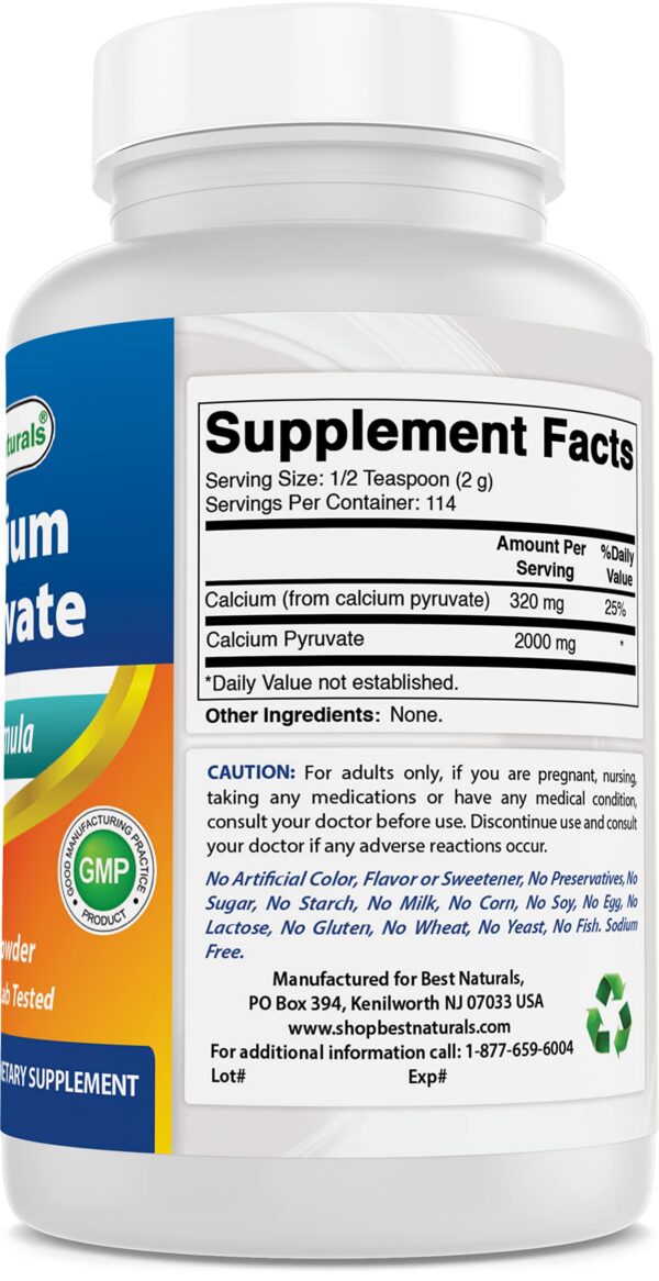 Vista lateral del envase Best Naturals calcio