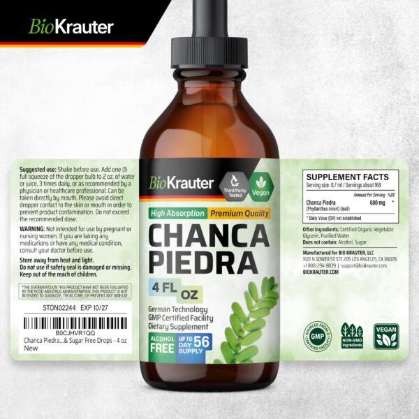 BIO KRAUTER Tintura Chanca Piedra vegana sin alcohol 4 oz