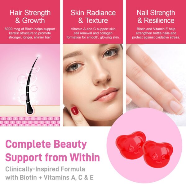 Frasco gomitas Biobor belleza vitaminas A C E y biotina 6000mcg