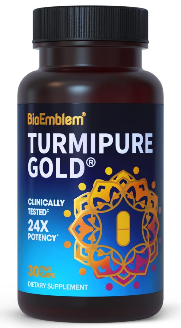 Cápsulas BioEmblem cúrcuma TurmiPure oro para salud articular