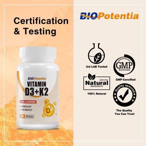 BIO POTENTIA D3 K2 MK7 softgel frasco con etiqueta