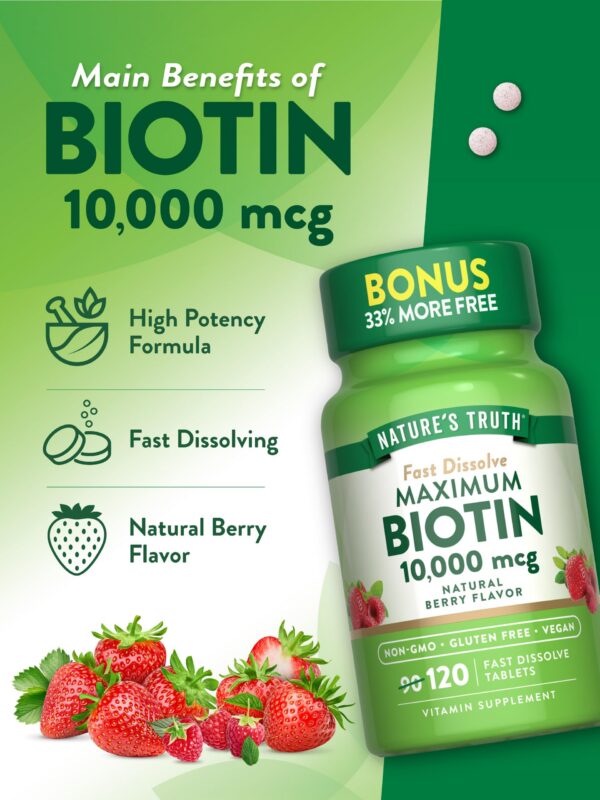 Biotina 10000mcg en tabletas veganas Nature's Truth