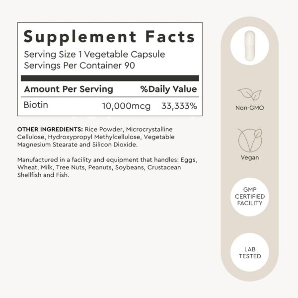 Biotina para crecimiento cabello piel y uñas saludables