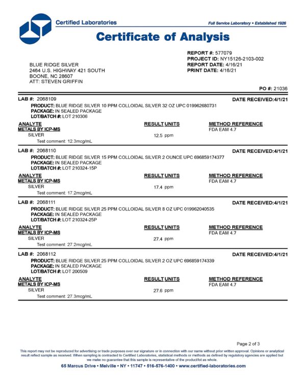Version 1.0.0 Frente del frasco de Blue Ridge Silver