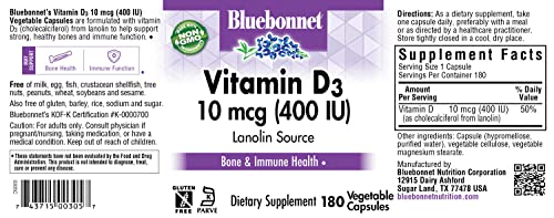 BlueBonnet suplemento vitamina d3 libre de alérgenos comunes