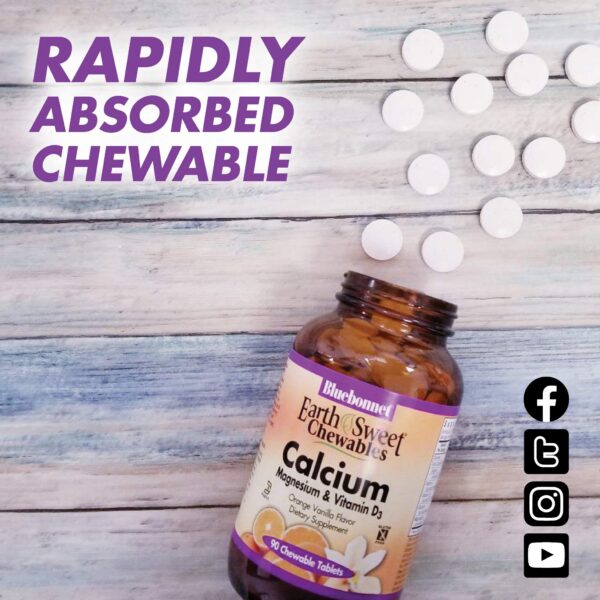 Tabletas con calcio y vitamina D3 para soporte óseo de Bluebonnet