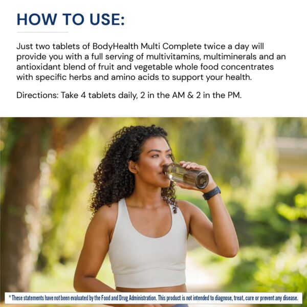 Suplemento BodyHealth Multi Complete vegano sin ingredientes nocivos