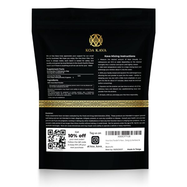 Bolsa de 1 libra de Kava Tongano Koa Kava