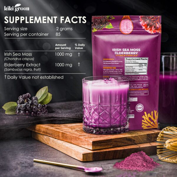 Version 1.0.0 Bolsa KIKI Green polvo musgo mar saúco vegano suplemento natural