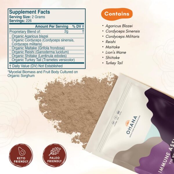 Bolsa de polvo de hongos con cuchara