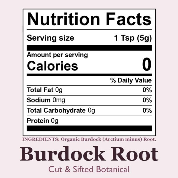 Bolsa transparente con raíz de bardana orgánica