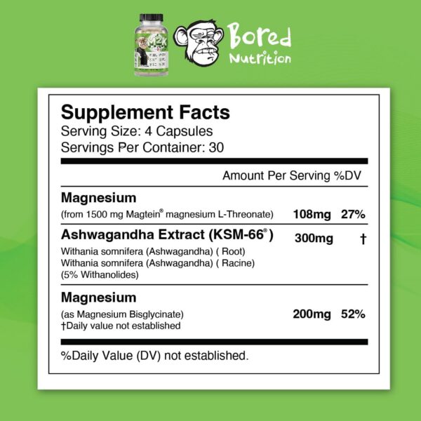 Etiqueta de composición de Magtein y Ashwagandha