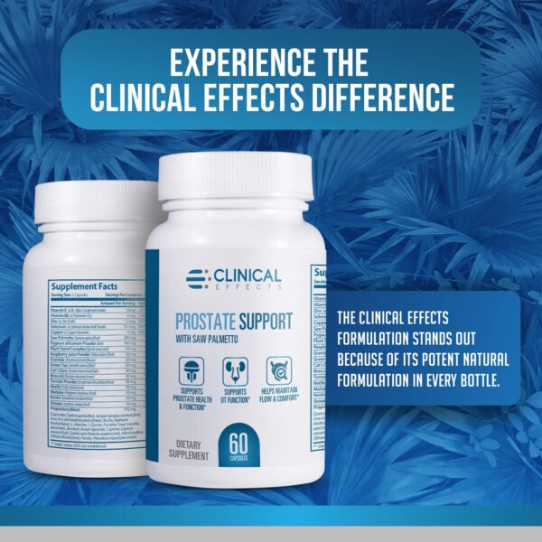 Botella Clinical Effects suplemento salud prostática hombres
