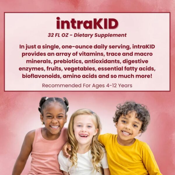 Botella mostrando espalda suplemento intraKID 2.0 vitaminas niños