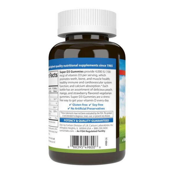 Botella gomitas vitamin d3 carlson 120 unidades