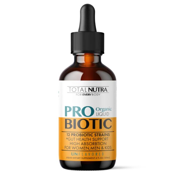 Version 1.0.0 Botella con gotero de probiótico líquido orgánico Total Nutra