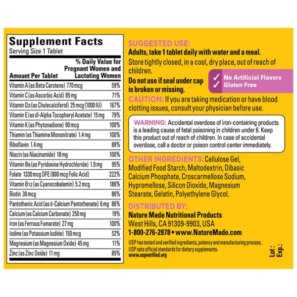 Botella Nature Made multivitamínico prenatal para 90 días