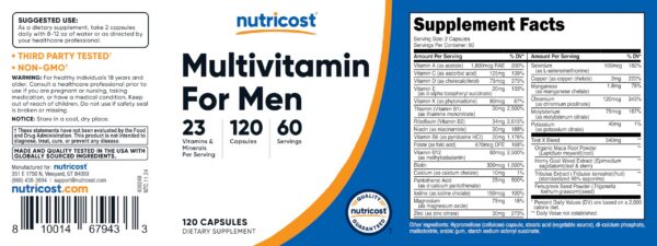 Botella de Nutricost Multivitamin para hombres