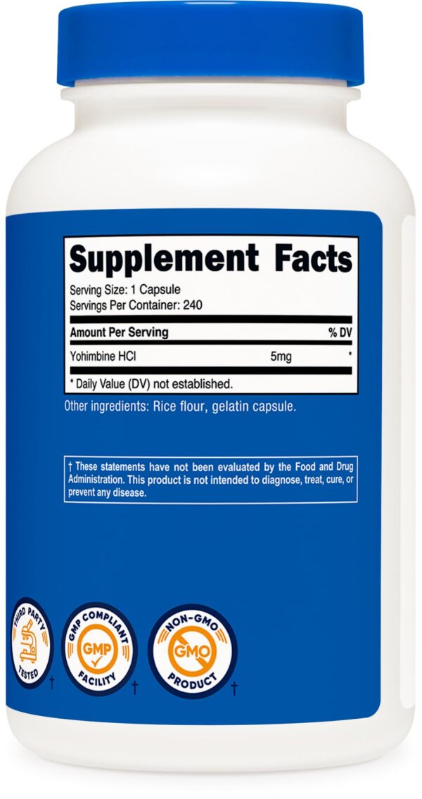 Botella Nutricost Yohimbina 5mg para rendimiento deportivo