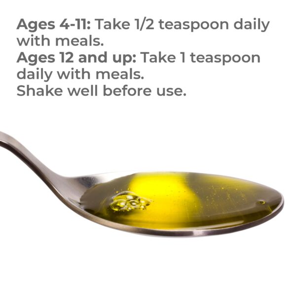 Botella suplemento Omega 3 líquido para corazón y cerebro