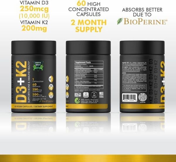 Botella de suplemento vitamina D3 K2 2 en 1 con minerales