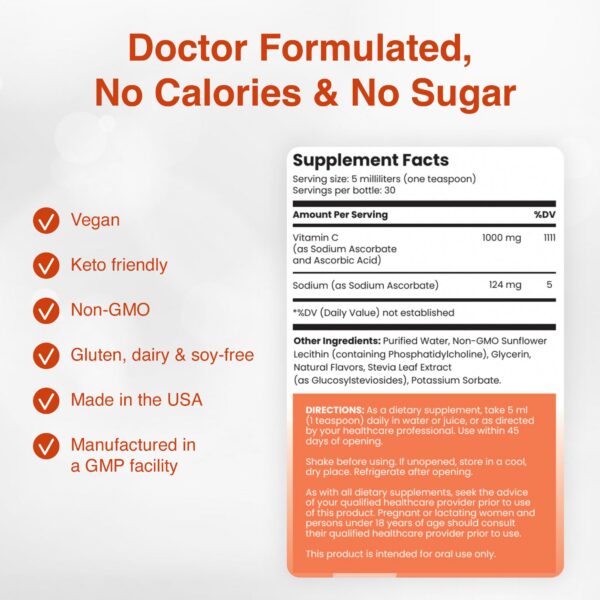 Botella vitamina c liposomal Rho Nutrition envase lateral