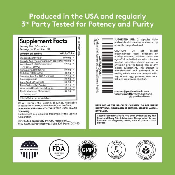 Suplementos integrados Youth & Tonic para colon sano