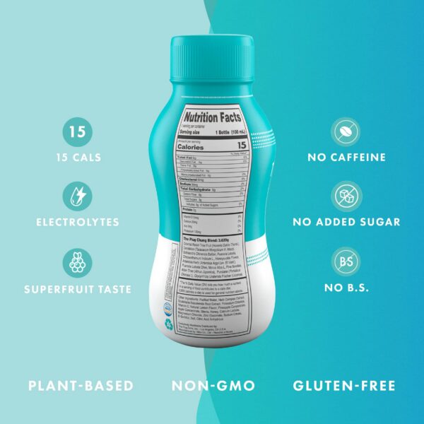 Vista lateral botella The Plug bebida detox natural