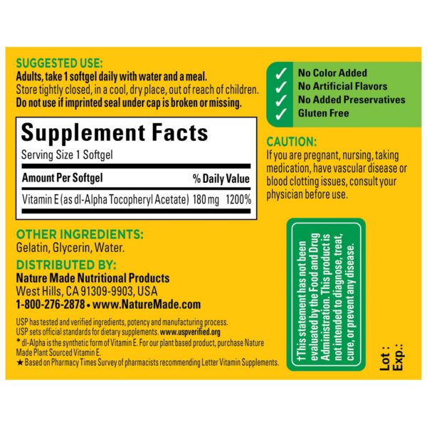 Botellas por pack de tres Nature Made Vitamina E 180 mg