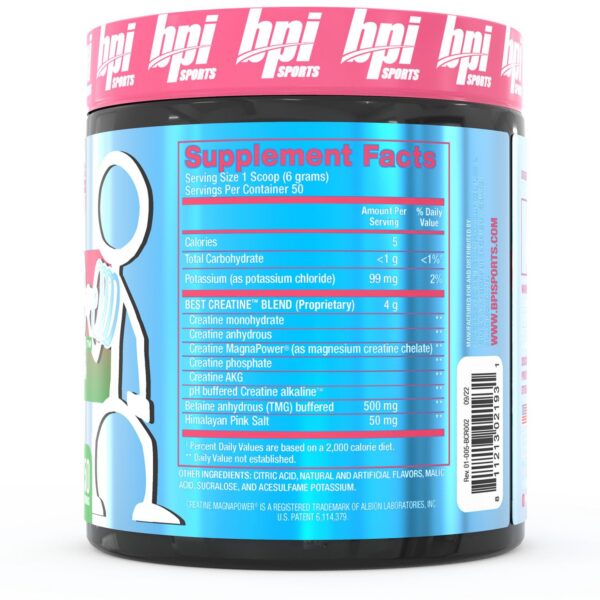 Etiqueta nutricional del producto creatina BPI