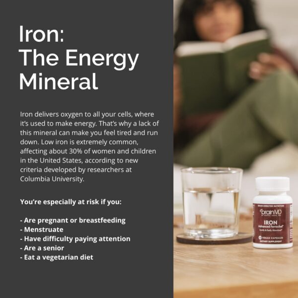 Empaque y frasco BrainMD Iron