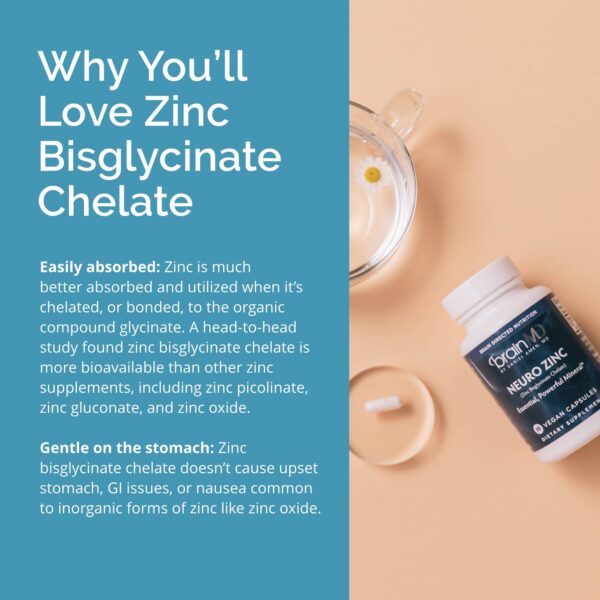 BrainMD Neuro Zinc suplemento zinc bisglicinato sin gluten