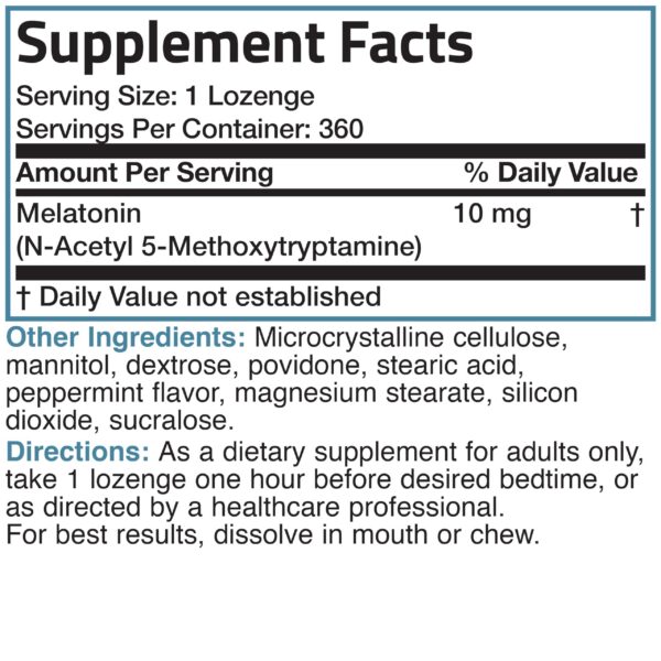 Bronson Melatonina 10mg caja y pastillas masticables peppermint