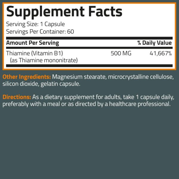 Bronson Vitamina B1 cápsulas para salud nerviosa