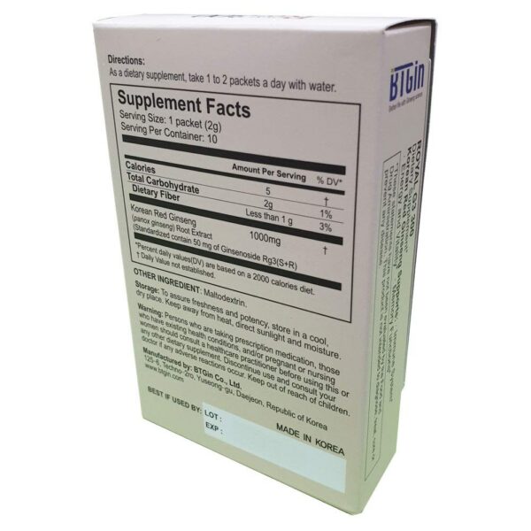 BTGIN polvo ginseng rojo Korea RG3 300 suplemento saludable coreano