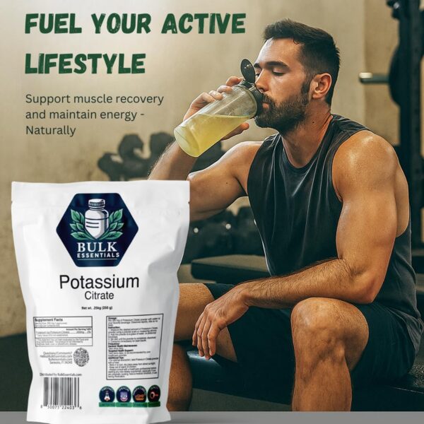 Polvo Citrato de potasio Bulk Essentials en cuenco