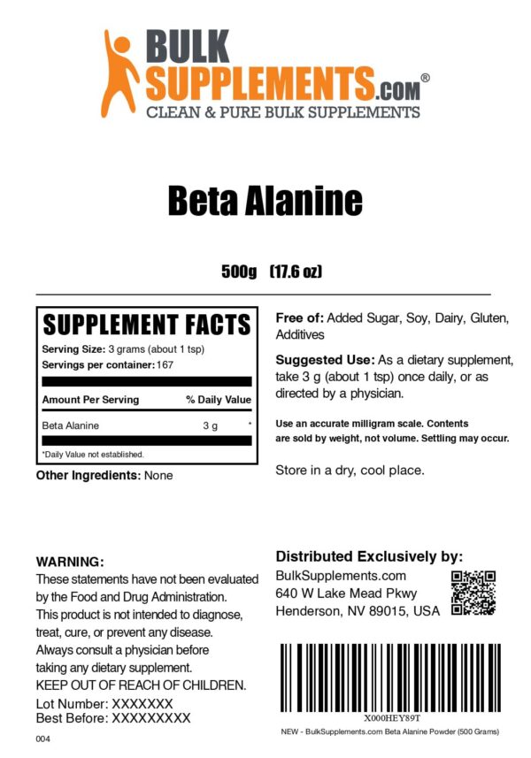 Paquete de Beta Alanina BulkSupplements
