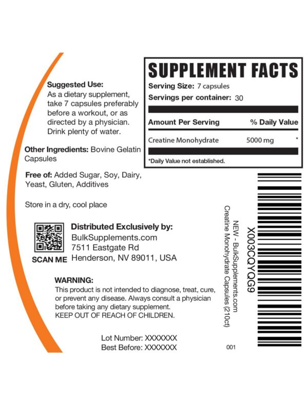 Version 1.0.0 Etiqueta BulkSupplements creatina monohidrato