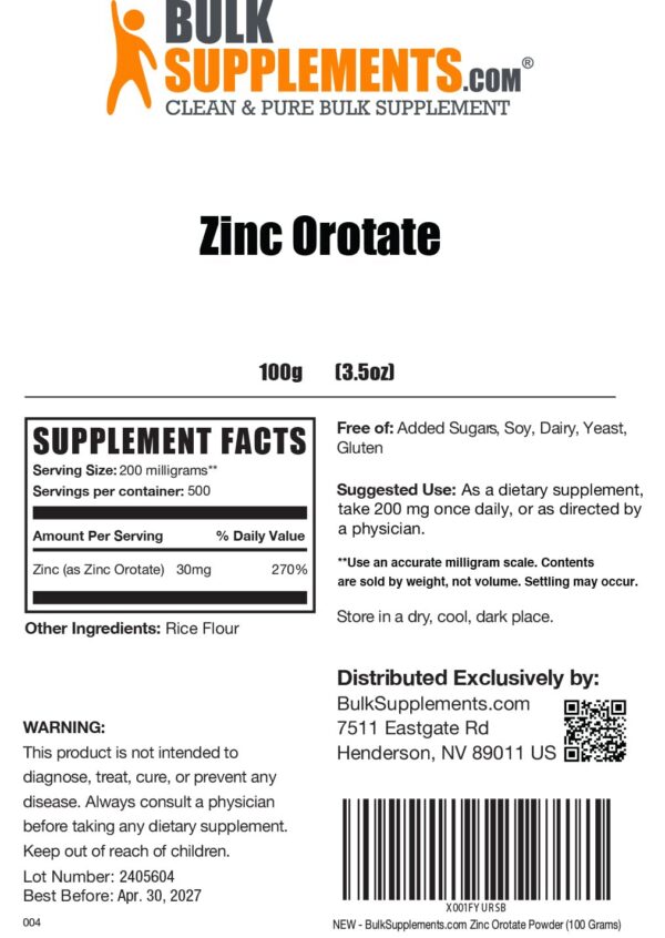 Version 1.0.0 Empaque y caja BulkSupplements zinc orotate