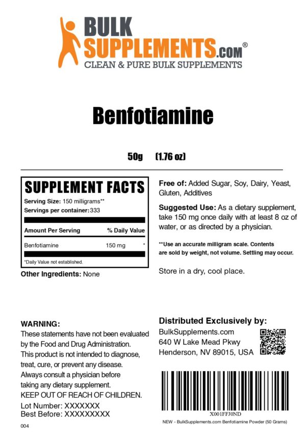 BulkSupplements benfotiamina madera y polvo