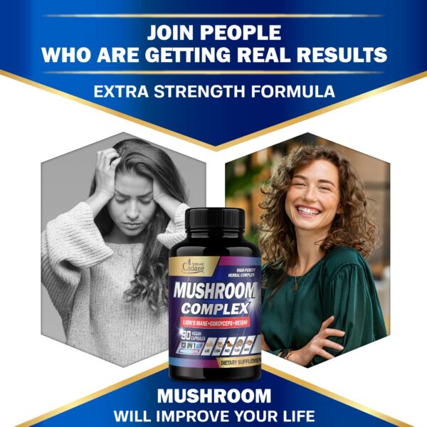 Suplemento de hongos orgánicos Cadane etiqueta detalles