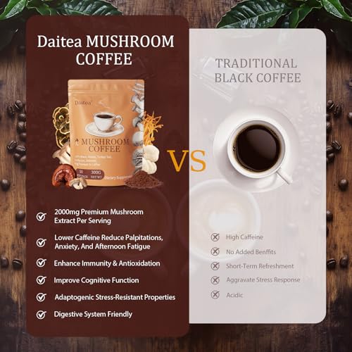 Café Daitea instantáneo con hongos adaptógenos en polvo 50 porciones