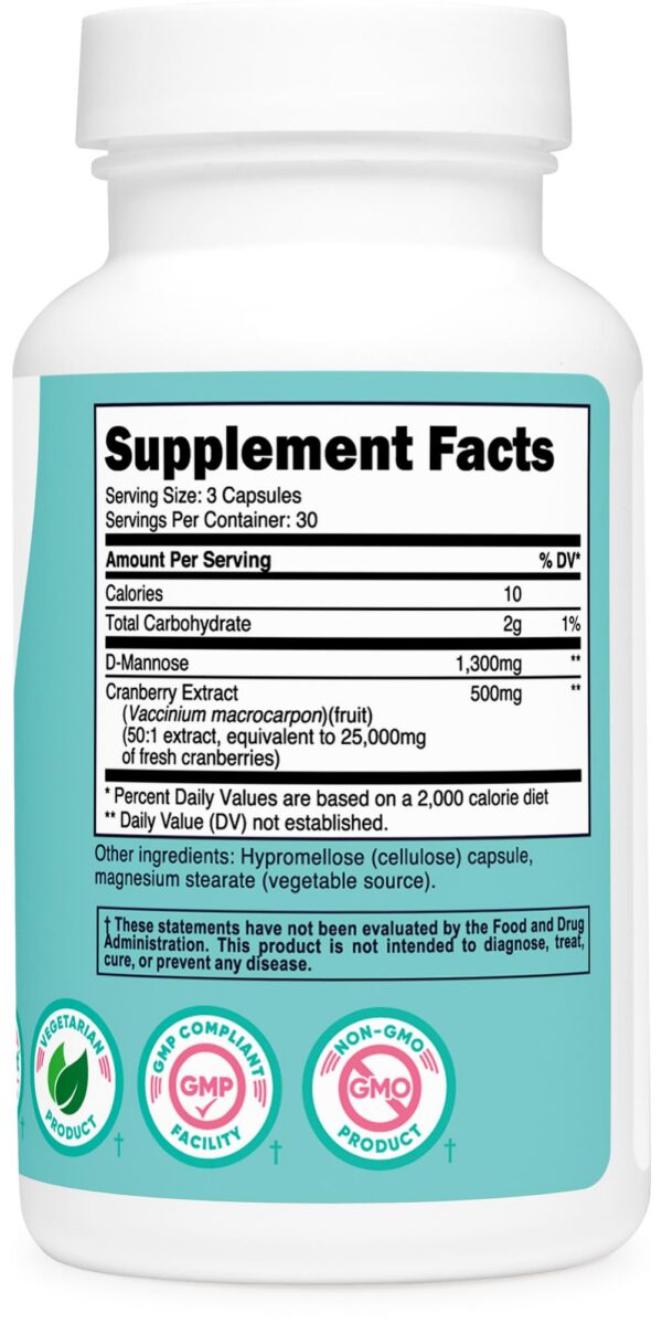 Caja y botella Nutricost D-manosa con extracto de arándano