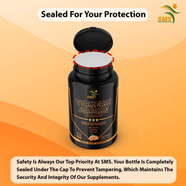 Caja y botella suplemento cúrcuma curcumina SMSHEALTHPRODUCTS
