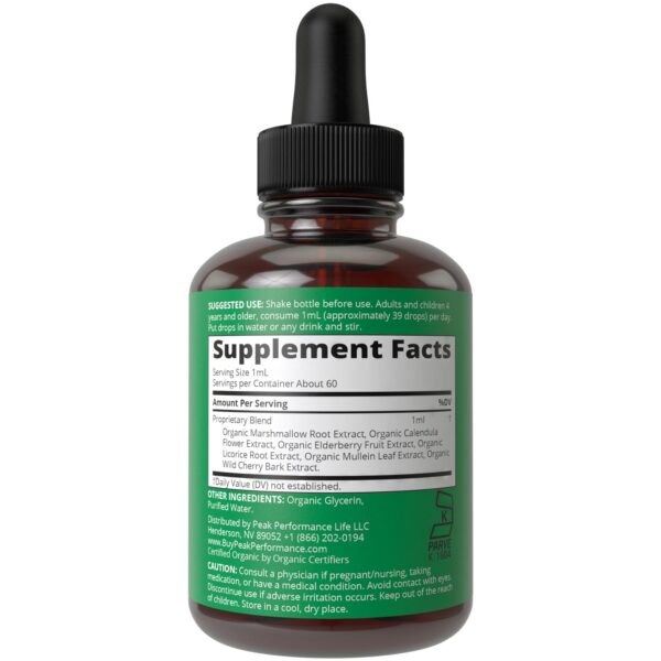 Caja y botella de suplemento orgánico para pulmones