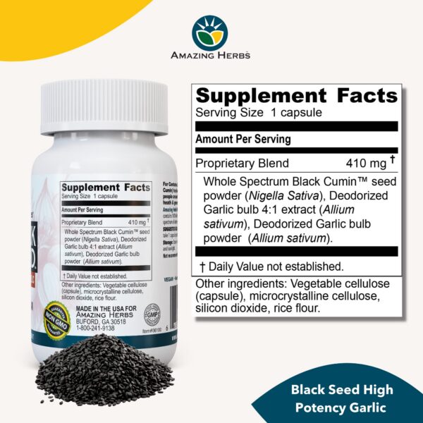 Caja cápsulas Amazing Herbs semilla negra ajo salud