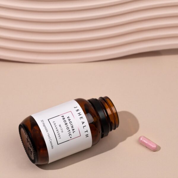 Caja y cápsulas de probiótico vaginal JSHealth