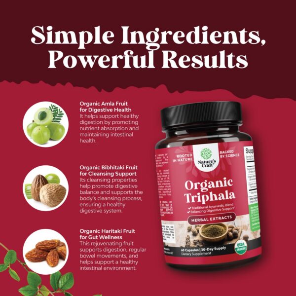 Caja de cápsulas Triphala orgánico certificado por Natures Craft