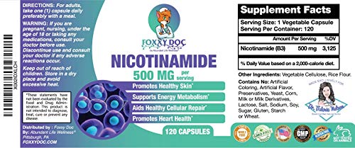 Caja cápsulas vegetales nicotinamida 500mg Dr. Valerie Nelson